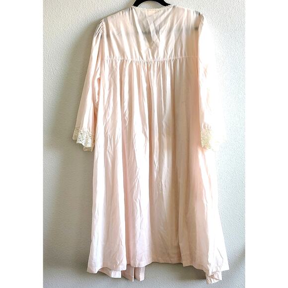 Barbizon Size Large Blush Pink Floral Sleeveless Nightgown Robe Set Negligee Vtg - Picture 8 of 13